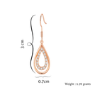 Nilu's Collection Rose Gold Drop Earrings With American Diamond For Women And Girls