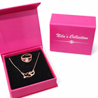 Gift Rose Gold Plated Heart Shape Pendant With Adjustable Finger Ring For Women And Girls