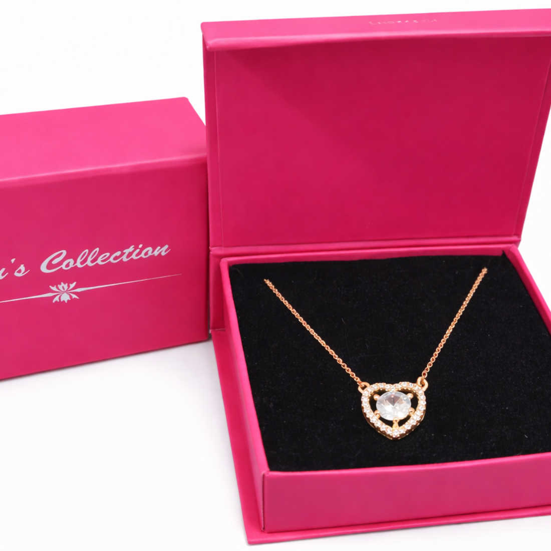 Gift Rose Gold Plated Heart Shape Pendant With Adjustable Finger Rings For Women & Girls