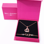 Gift Rose Gold Plated Heart Shape Pendant With Bracelet For Women And Girls