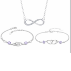 Nilu's Collection Silver Plated Infinity Pendent With Heart Shape Bracelet Set For Women & Girls