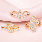 Ring Stacks Value Set For Women And Girls| Rose Gold Plated AD Stone Adjustable Rings