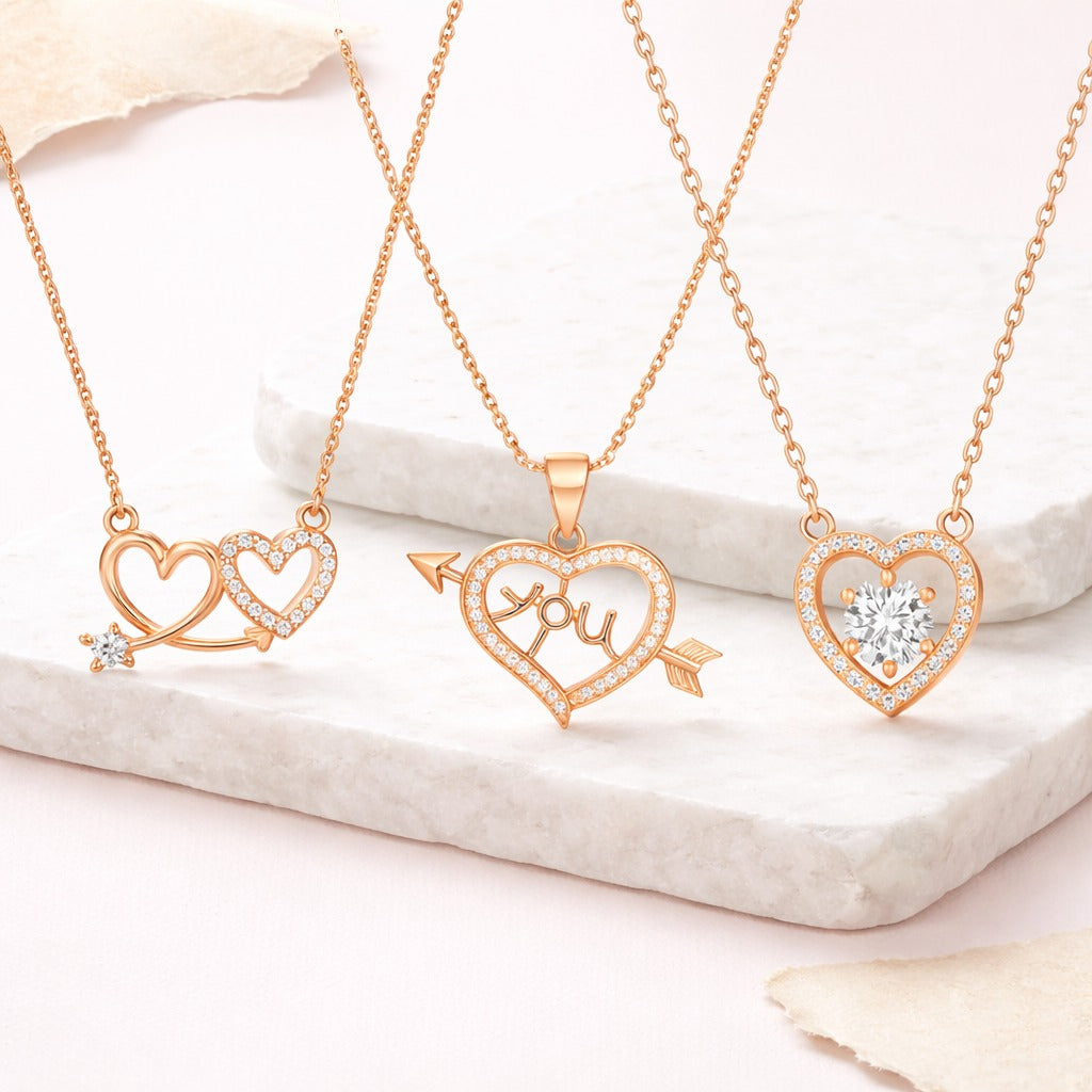 Power Play Pendants| Rose Gold Plated Value Set Pendants For Women And Girls