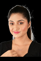 Nilu's Collection Rose Gold Plated Infinity Pendant Necklace with American Diamond Stones For Women & Girls | Lightweight| Anti-Tarnish | Anti- Tarnish | Office Wear
