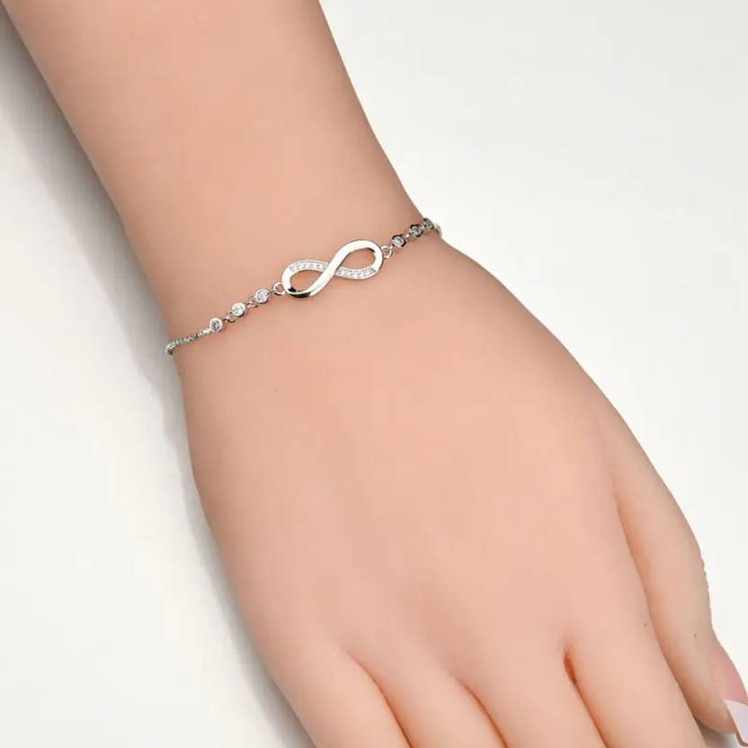 925 Sterling Silver Plated Adjustable Charm Bracelet for Women and Girls