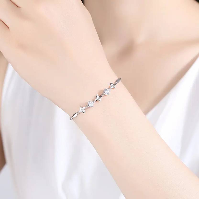 Exquisite Crystal Bowknot Bracelet For Lady Hand Accessories Fashion 925  Sterling Silver Chain Bracelet Women Jewelry - AliExpress