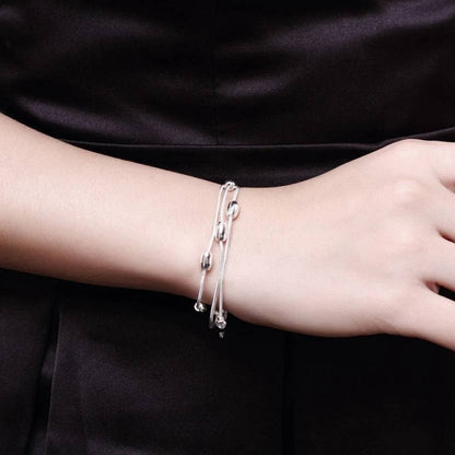 Alloy Silver Bracelet, Three Line Layered Bracelets for Girls | Light weight, Get the Stylish Look