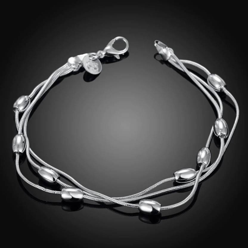 Alloy Silver Bracelet, Three Line Layered Bracelets for Girls | Light weight, Get the Stylish Look