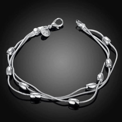 Alloy Silver Bracelet, Three Line Layered Bracelets for Girls | Light weight, Get the Stylish Look