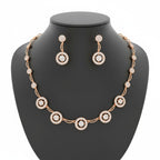 Nilu's Collection Rose Gold Plated Round Pattern Necklace Set With American Diamond For Women And Girls | Anti-Allergy | Anti-Tarnish | Gifr For Her