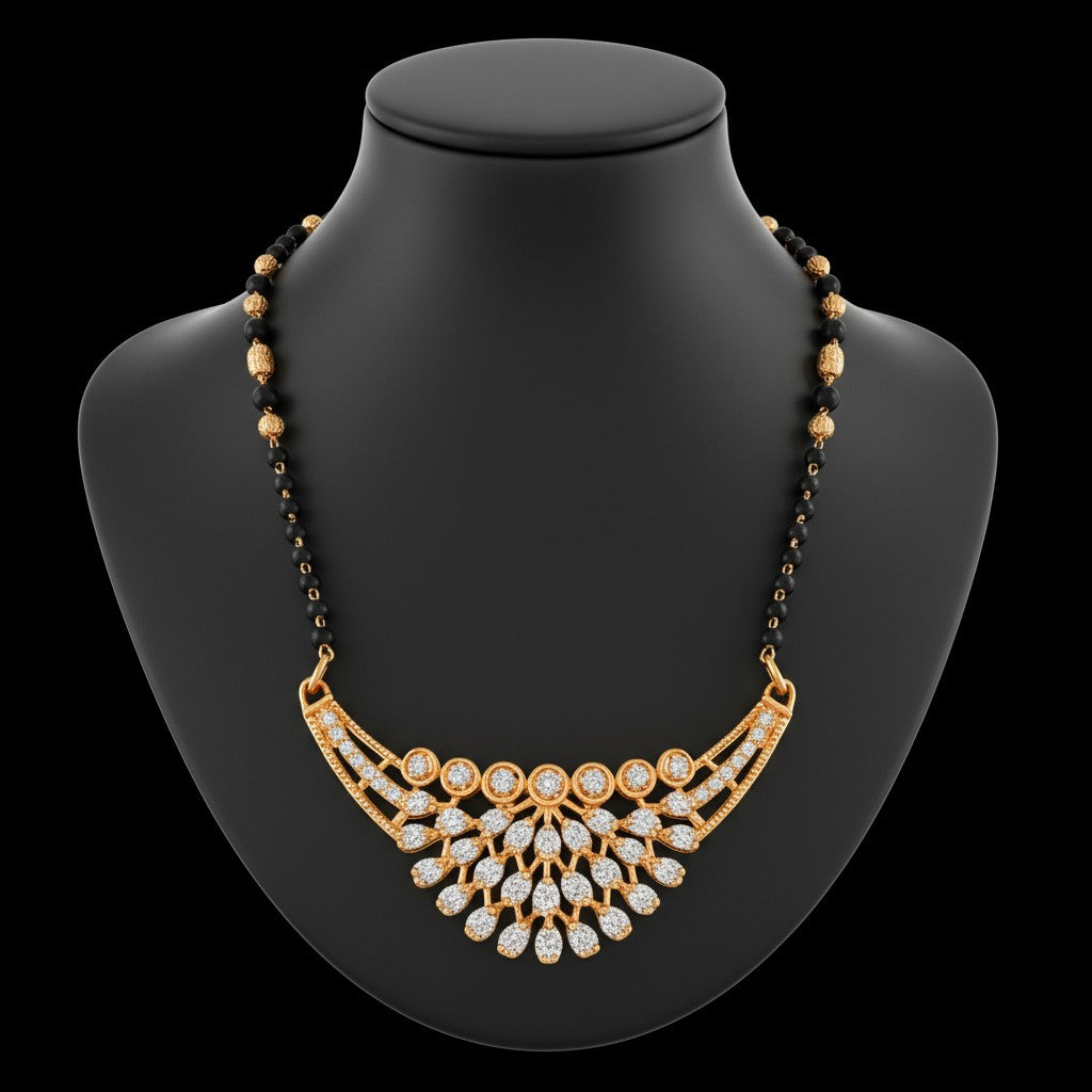 Nilu's Collection Rose Gold Plated Mangalsutra With American Diamond For Women |Traditional & Modern Look | Office Wear | Gift For Wife