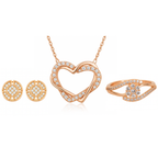 Nilu's Collection Rose Gold Jewellery Set  Elegant Necklace, Earrings & Ring for Women & Girls