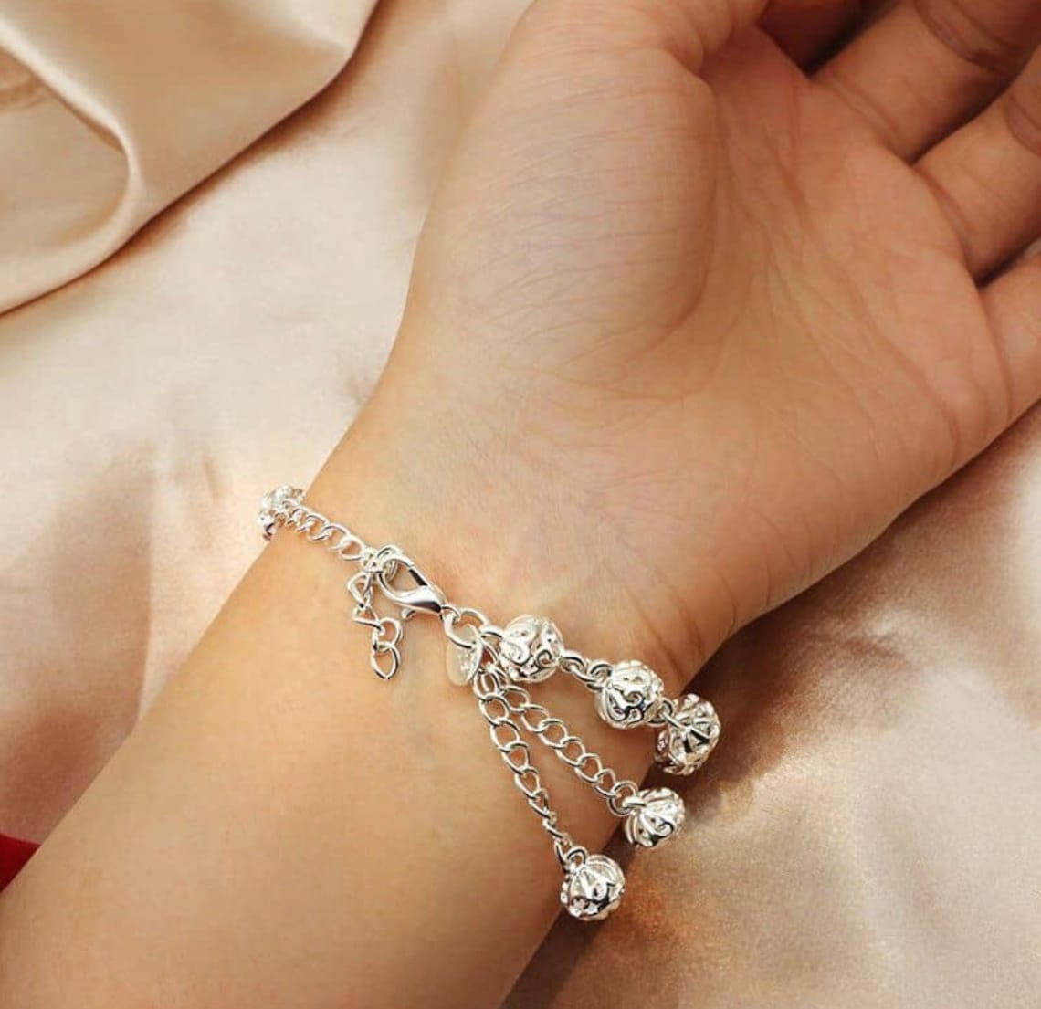 925 Sterling Silver Plated Stylish Adjustable Bracelet for Women & Girls