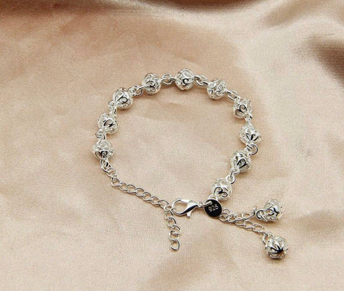 All Sizes 925 Sterling Silver Beaded Bracelet or Anklet for Girls and  Kids/your Baby, Silver Nazariya/nazarbattu Bbr501 - Etsy