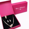 Gift Rose Gold Plated Necklace Set With Adjustable Finger Ring For Women And Gilrls