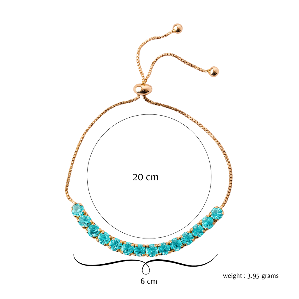 Nilu's Collection Rose Gold Plated Adjustable Bracelet With Blue American Diamond For Women & Girls (Ocean Blue)