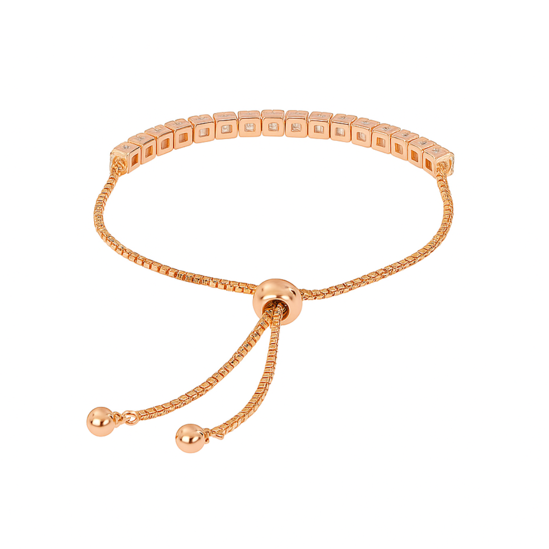 Nilu's Collection Rose Gold Plated Adjustable Bracelet With  American Diamond For Women & Girls | Anti- Tarnish | Anti- Allergy |Daily Wear ( Light Pink )