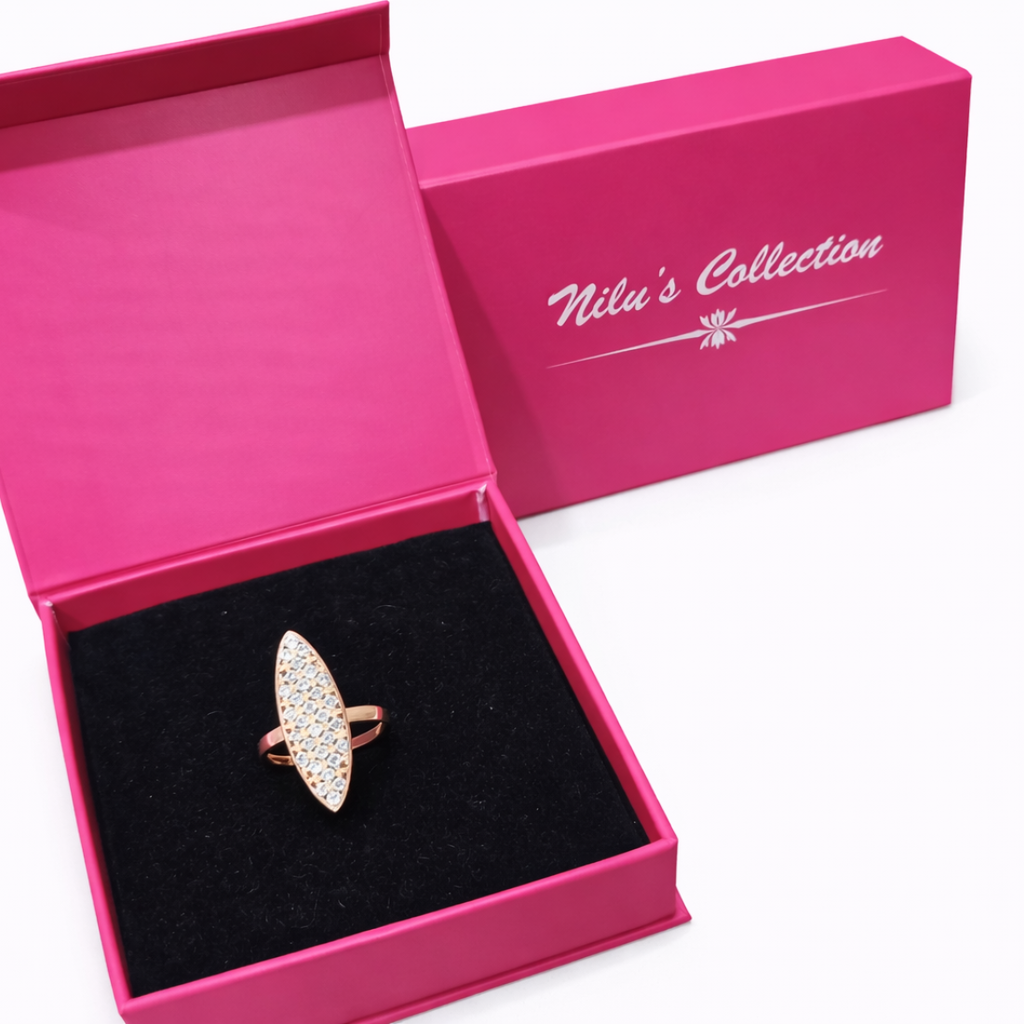 Gift Rose Gold Plated Necklace Set With Adjustable Finger Ring For Women And Gilrls