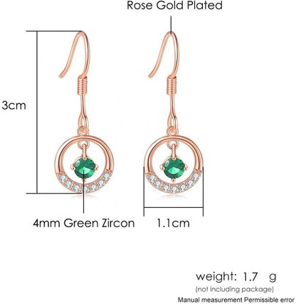 Nilu's Collection Cubic Zirconia Contemporary Crystal Drop Earrings, Danglers for Women & Girls (Rose Gold)