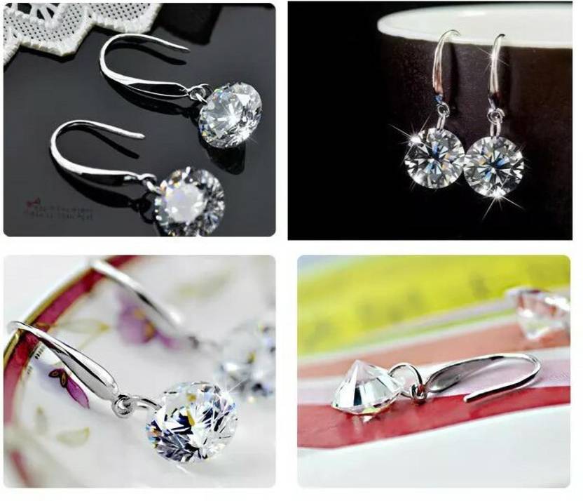 Silver Plated Austrian Crystal Drop Earrings for Women & Girls