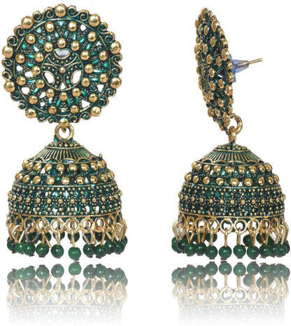 Nilu's Collection Ethnic Oxidised Jhumka Earring, Long Hangings Traditional Alloy Jhumki Earrings for Women & Girls