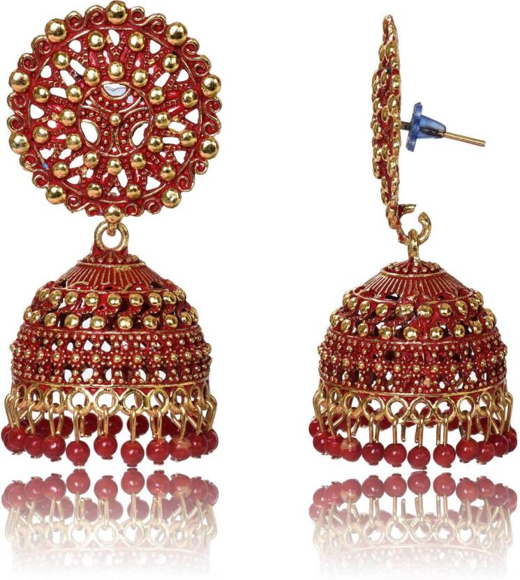 Ethnic Oxidised Jhumka Earring, Long Hangings Traditional Alloy Jhumki Earrings for Women & Girls