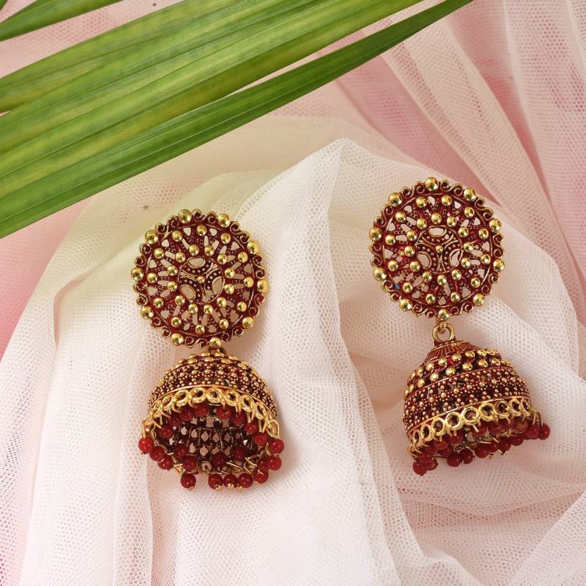 Ethnic Oxidised Jhumka Earring, Long Hangings Traditional Alloy