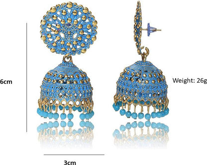 Ethnic Oxidised Jhumka Earring, Long Hangings Traditional Alloy Jhumki Earrings for Women & Girls