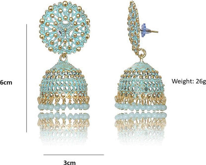 Ethnic Oxidised Jhumka Earring, Long Hangings Traditional Alloy Jhumki Earrings for Women & Girls