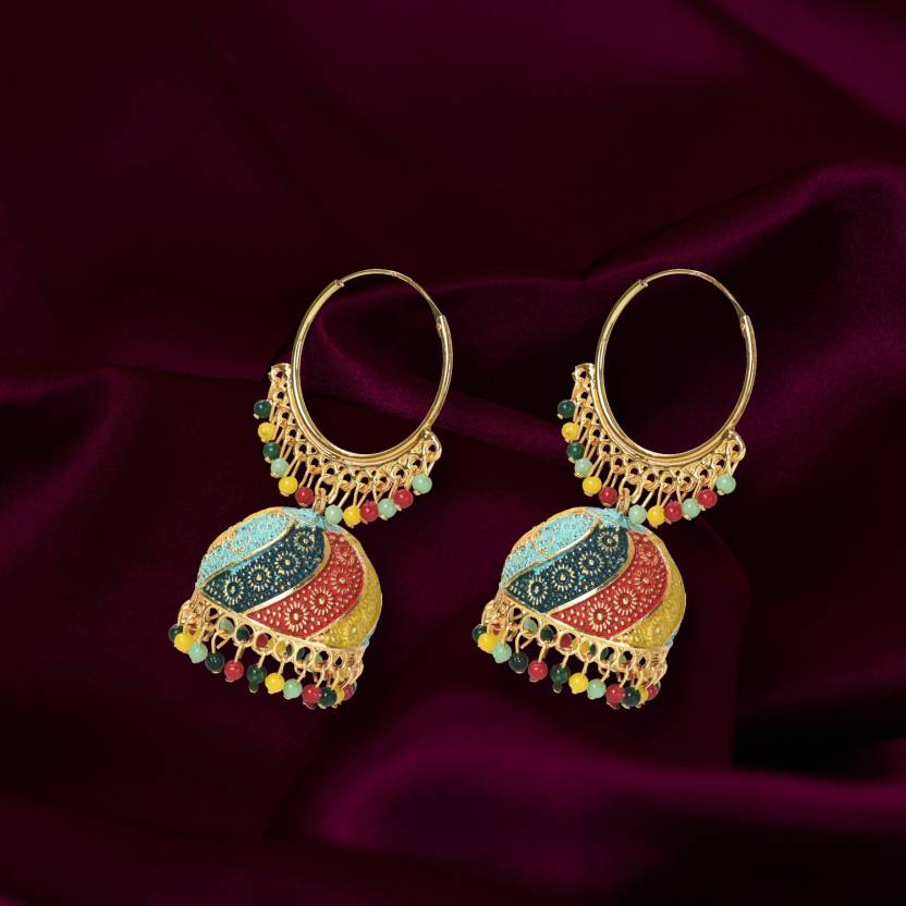 Traditional Multicolor Jhumka Earring for Women and Girls, Indian Ethnic Alloy Jhumki Earrings