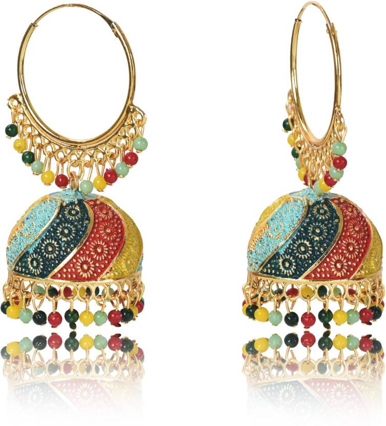 Traditional Multicolor Jhumka Earring for Women and Girls, Indian Ethnic Alloy Jhumki Earrings