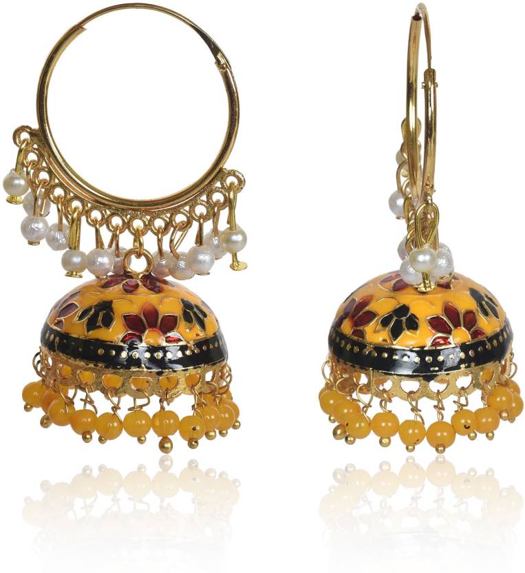 Gold Plated Chandbali Kan Ka Jhumka with Pearl Beads for Women