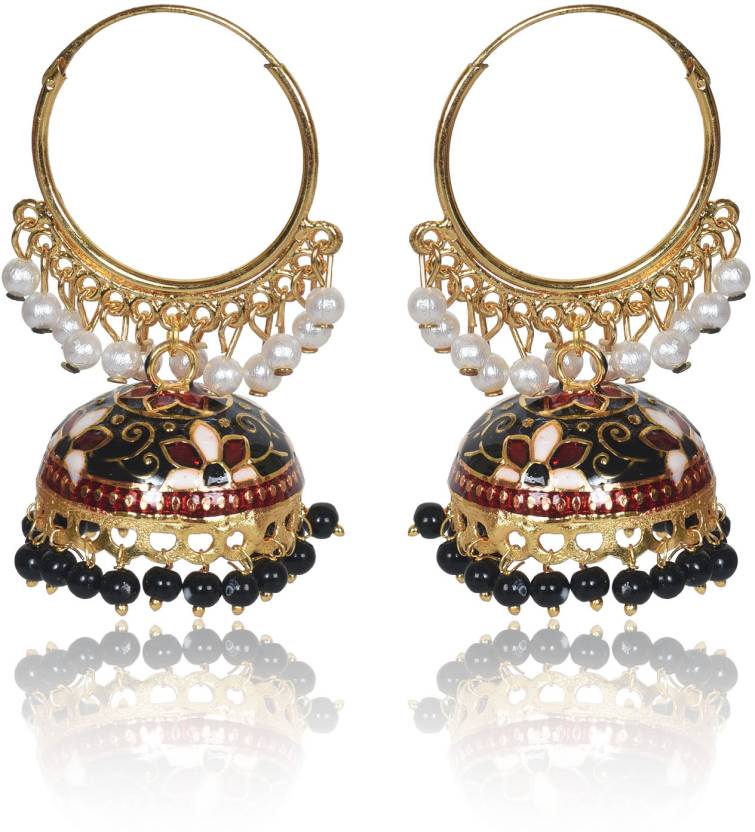 Gold Plated Chandbali Kan Ka Jhumka with Pearl Beads for Women