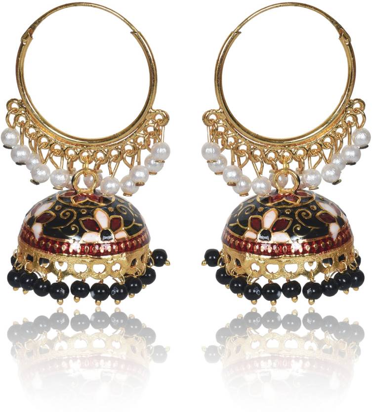 Gold Plated Chandbali Kan Ka Jhumka with Pearl Beads for Women