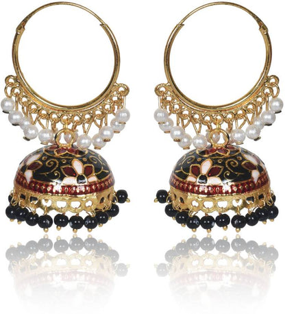 Gold Plated Chandbali Kan Ka Jhumka with Pearl Beads for Women