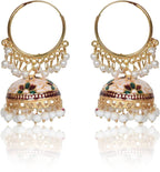Gold Plated Chandbali Kan Ka Jhumka with Pearl Beads for Women