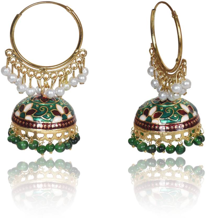 Gold Plated Chandbali Kan Ka Jhumka with Pearl Beads for Women