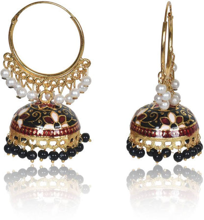 Gold Plated Chandbali Kan Ka Jhumka with Pearl Beads for Women