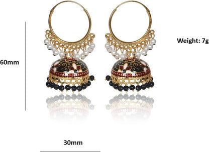 Gold Plated Chandbali Kan Ka Jhumka with Pearl Beads for Women