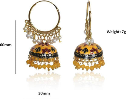 Gold Plated Chandbali Kan Ka Jhumka with Pearl Beads for Women