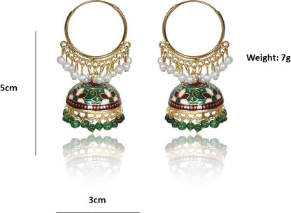 Gold Plated Chandbali Kan Ka Jhumka with Pearl Beads for Women