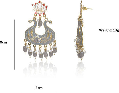 Handmade Ethnic Designer Grey Floral Jhumka for Women & Girls Jhumki Earring