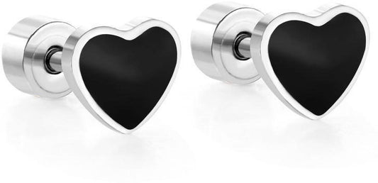 Heart-Shaped Spiral Plug Stud Earring for Women, Girls and Baby Girls, Silver