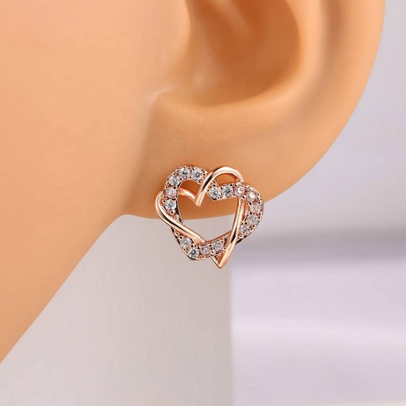 Nilu's Collection Alloy Heart Shape Stud Earrings for Women and Girls,