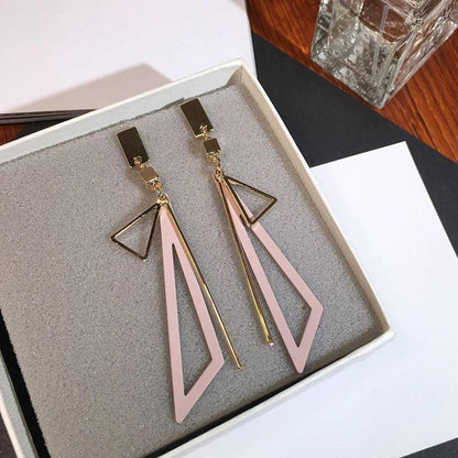 Hollow Triangle Long Earrings Geometric Drop Combo Jewellery Alloy, Zinc Drops & Danglers