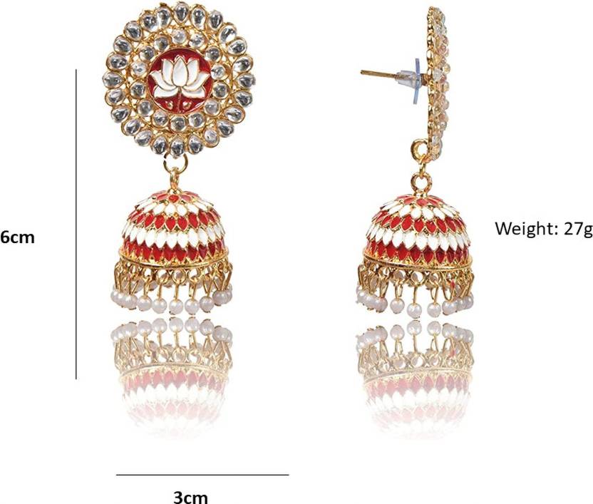 Lotus Shape Jhumka Earrings for Festive/ Party for Women and Girls