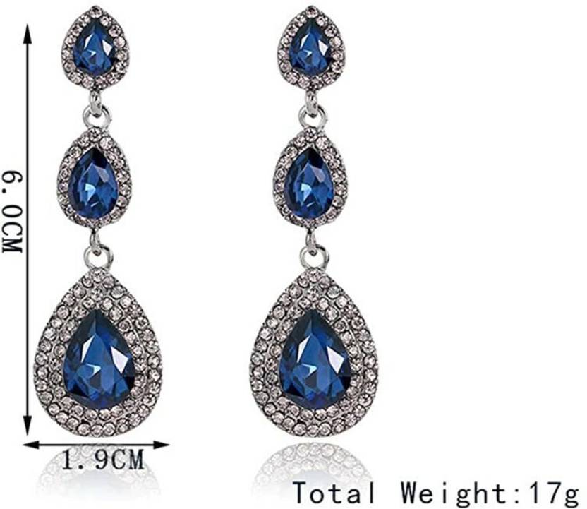 Traditional 18K Gold Plated and Crystal Dangle & Drop Earrings for Women & Girls, Rhinestone Geometric Statement Alloy Earrings