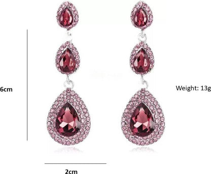 Traditional 18K Gold Plated and Crystal Dangle & Drop Earrings for Women & Girls, Rhinestone Geometric Statement Alloy Earrings