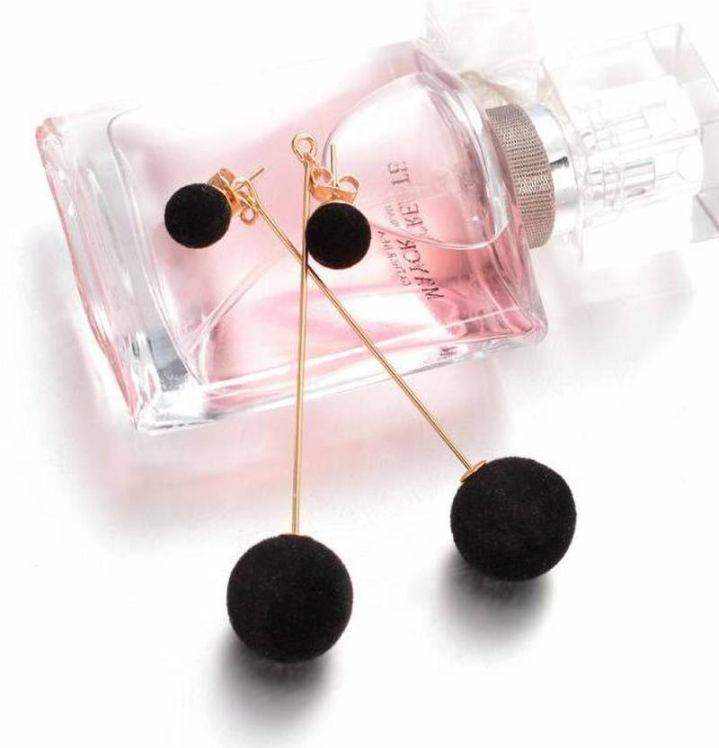 Detachable Plush Ball Korean Style Earrings for Women, Velvet Round Long Tassle Dangle Drop Earrings for Women