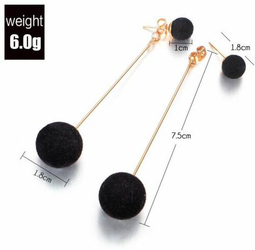 Detachable Plush Ball Korean Style Earrings for Women, Velvet Round Long Tassle Dangle Drop Earrings for Women